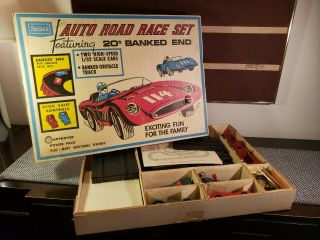 Rare Vtg Retro Simpson Sears Auto Road Race Set 1/32 Cars Complete Lnc