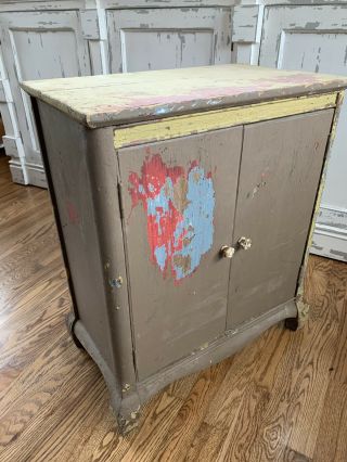 Antique Vintage Wood Freestanding Cabinet Storage Cabinet Painted