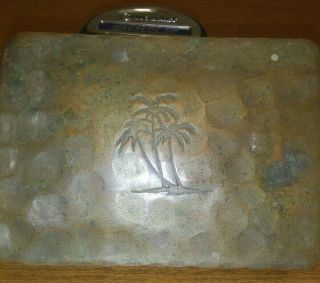 Craftsman Vintage Hand Made Copper Box 502.  Palm Tree Front