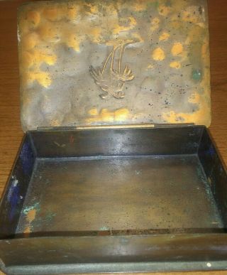Craftsman Vintage Hand Made Copper Box 502.  Palm Tree Front 2