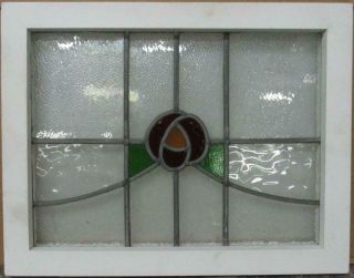 Old English Leaded Stained Glass Window Pretty Floral Sweep 19.  75 " X 15.  5 "