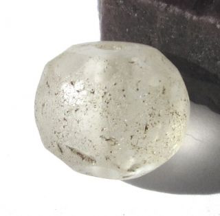 Rare Ancient Clear Faceted Crystal Rock Quartz Mali Bead 13mm X 15mm