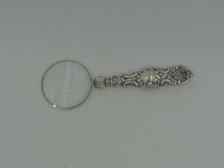 Antique Edwardian Ornate Sterling Silver Reticulated Handle Magnifying Glass 190