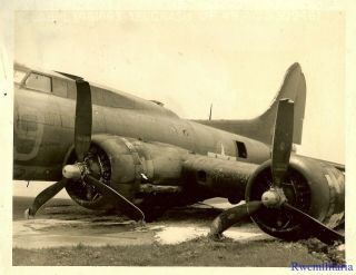 Org.  Photo: Crashed B - 17 Bomber (42 - 30946) W/ Collapsed Landing Gear (2)