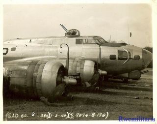 Org.  Photo: 384th Bomb Group B - 17 Bomber Crash Landed On Airfield; 1944