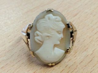 Vintage 9ct Gold & Natural Cameo Ring Size M 1940