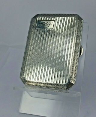 1924 Solid Silver Art Deco Period Cigarette Case With Goldwashed Interior