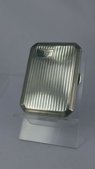 1924 solid silver art deco period cigarette case with goldwashed interior 2