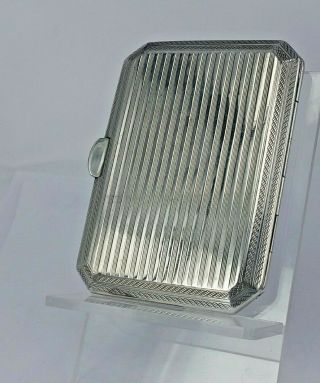 1924 solid silver art deco period cigarette case with goldwashed interior 3