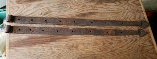 Primitive Antique Hand Forged Barn Door Strap Hinges Gate Iron 36” Massive Rare