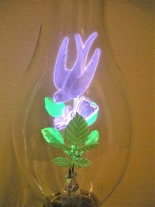 Vintage Aerolux Light Bulb - Bird W Rose,  Flower & Leaves Fluorescent Old