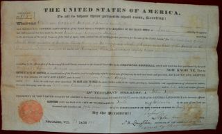 United States Of America Land Grant President John Tyler Sept 10,  1844 Doc 12300