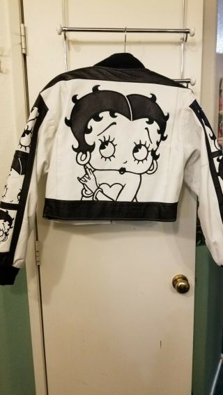 Betty Boop Leather Crop Top Jacket,  Size Large