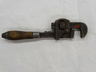 Vintage Stillson Walworth 10 Monkey / Pipe Wrench W/ Wood Handle
