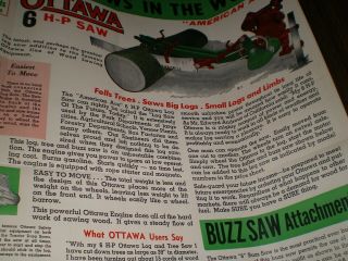 Ottawa Mfg Company Kansas Brochure Log Buzz Saw Tree Faller Tractor Drag Saw 2