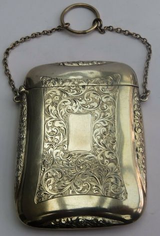 Fine Antique English Silver Chatelaine Card Case C.  1916