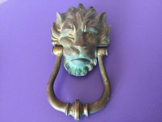 Antique Heavy Brass Large Lion Head Door Knocker