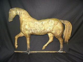 Antique 19th C.  Prancing Horse Orig Gilt Weathervane Zinc Head Harris Jewell Era