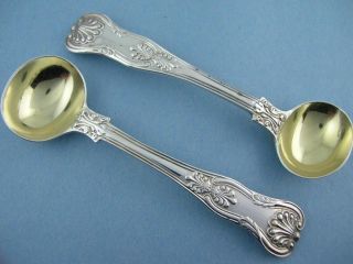 Pr English Sterling Silver Master Salt Spoons London 1829 King / Kings No Mono