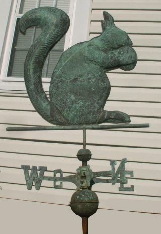 Lg Antique Figural Molded Copper Squirrel 1900 