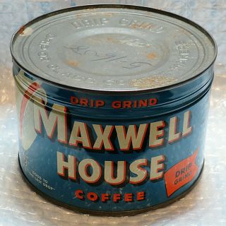 Vintage 1958 Maxwell House 1 Lb Coffee Can / Tin With Lid And Key Opener.