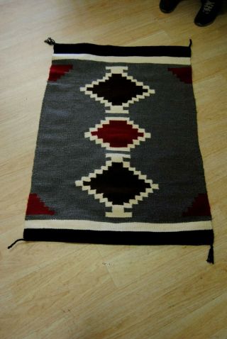 Vintage Native American Navajo Woven Geometric Wool Rug Estate Find