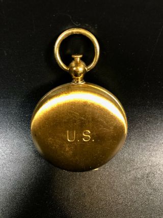 Vintage Us Army Wwii Brass Pocket Compass