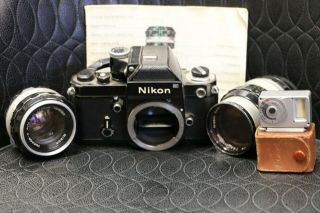 Nikon F2 Vintage Camera W/ 2 Lenses 50mm,  105mm