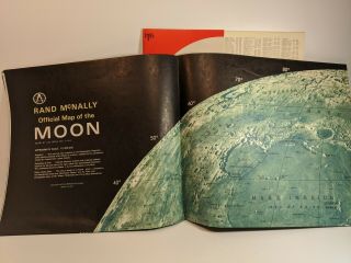 Large Vintage Rand Mcnally Official Map Of The Moon w/ Cover 3 - D Indexed 3