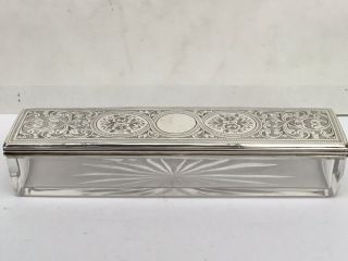 Mid Victorian Silver Topped Cut Glass Trinket Box,  1875 - London
