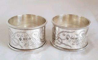 Edwardian Sterling Silver Napkin Rings.  Sheffield 1901.  By Martin,  Hall & Co.