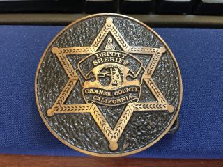 Orange County Ca California Deputy Sheriff Badge Bronze Belt Buckle & Patch