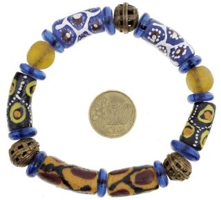 Krobo Powder Glass Beads Ashanti Brass African Trade Ghana Dipo Bracelet