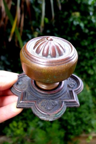 Antique Solid Brass Large Decorative Front Door Pull Knob With Plate Unique Mark