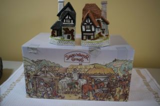 David Winter Cottage The Printer & The Bookbinder Signed Book Ends 1990 (719)