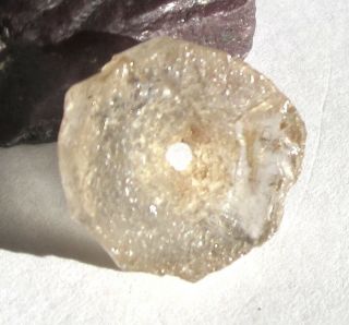 Rare Clear Ancient Crystal Rock Quartz Mali Disk Bead 7mm X 18mm