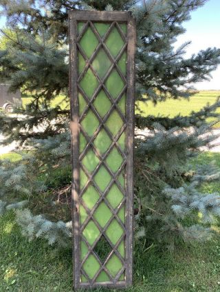 Antique Vintage Victorian Painted Glass Window Panel Architectural Salvage