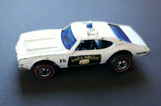 Vintage Mattel 1969 Hot Wheels Redlines White State Police Car Cruiser