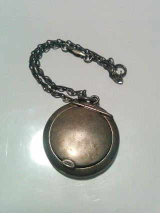 Vintage Sterling Silver Miniature Compact On Chain