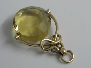 A Fine Antique Art Nouveau 9ct Solid Gold Citrine Watch Chain Spinner Fob C1900