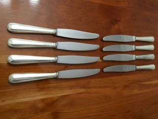 Antique French Silver Plate Christofle " Coquille Berain " Knives (set Of 8)