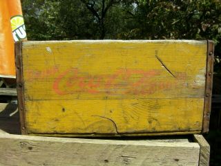 Tall Vintage Yellow Coca - Cola Coke Wooden Case Crate Box Buffalo Ny