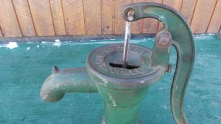 Vintage Cast Iron Hand WATER PUMP Has Green Finish Signed SMART BROCKVILLE 3