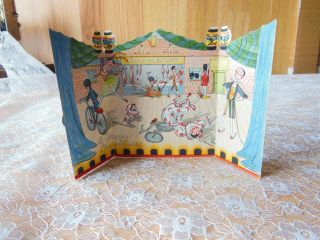 Victorian Christmas Card/three Panels/stand - Up/pantomime With Peg Dolls