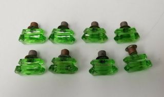 Vintage Green Art Deco Glass Drawer Cabinet Knobs Qty 8