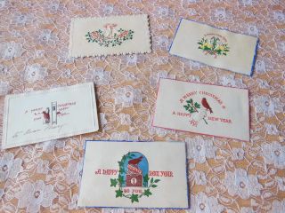 5 Early Victorian Christmas/new Year Cards/goodall/robins/1860s