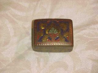Vintage Small Brass & Enamel,  Ornate,  Delicate Box With Lovely Patina