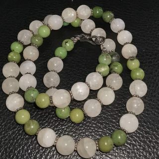 Old Turquoise & Crystal Quartz Stone Beads Lovely Necklace