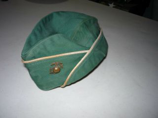 WWII Woman Marine/USMC Green Summer Cap,  Peppermint Green Cotton. 3