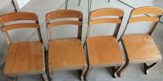 Two 1950 - 60s Industrial Metal Wood Child’s 11 Chairs - American Seating Co - Envoy